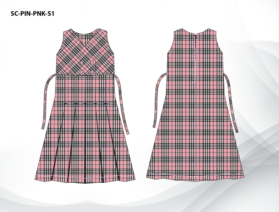 Government School Uniform – Girls Sleeveless Pink Pinafore Style 1 | Grade 1–6