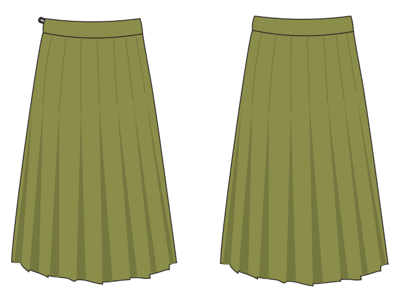 Government School Uniform – Girls Olive Green Skirt Style 1 | Grade 7–9