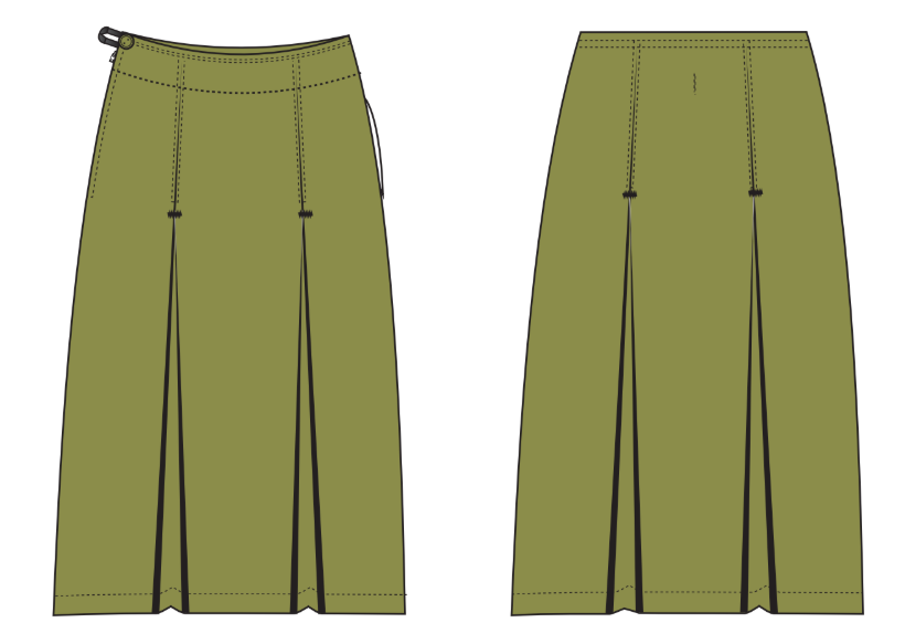 Government School Uniform – Girls Olive Green Skirt Style 2 | Grade 7–9