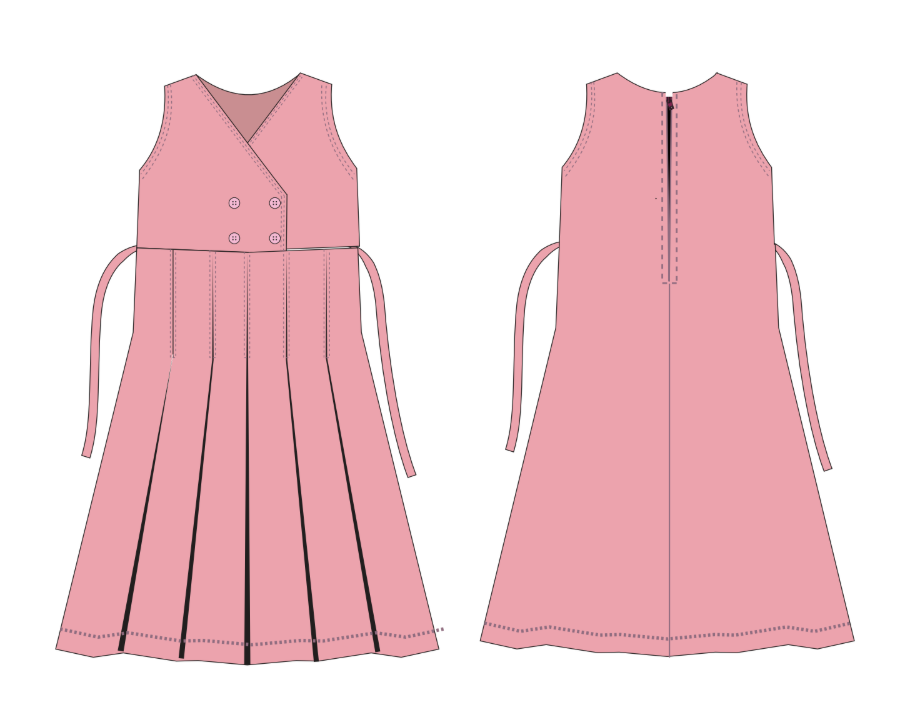 Government School Uniform – Girls Sleeveless Pink Pinafore Style 5 | Grade 1–6