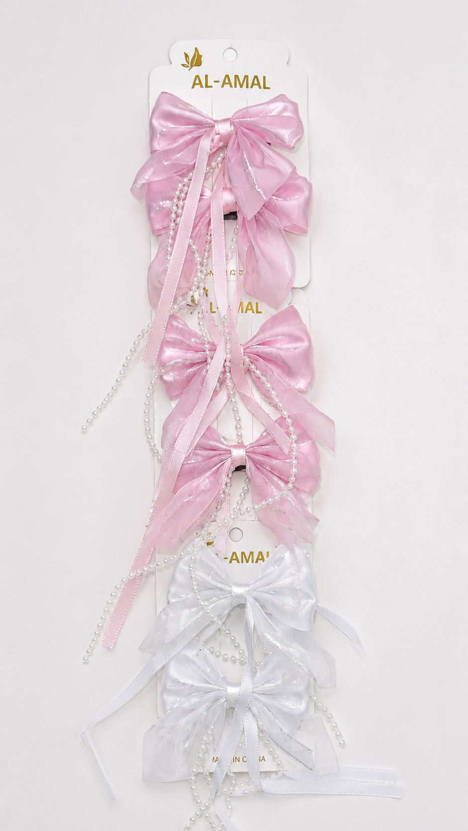 Girls Long Tail Bow Hair Clip With Pearl Tassels